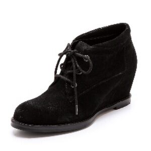 Luxury Rebel Black Wedge Suede Booties